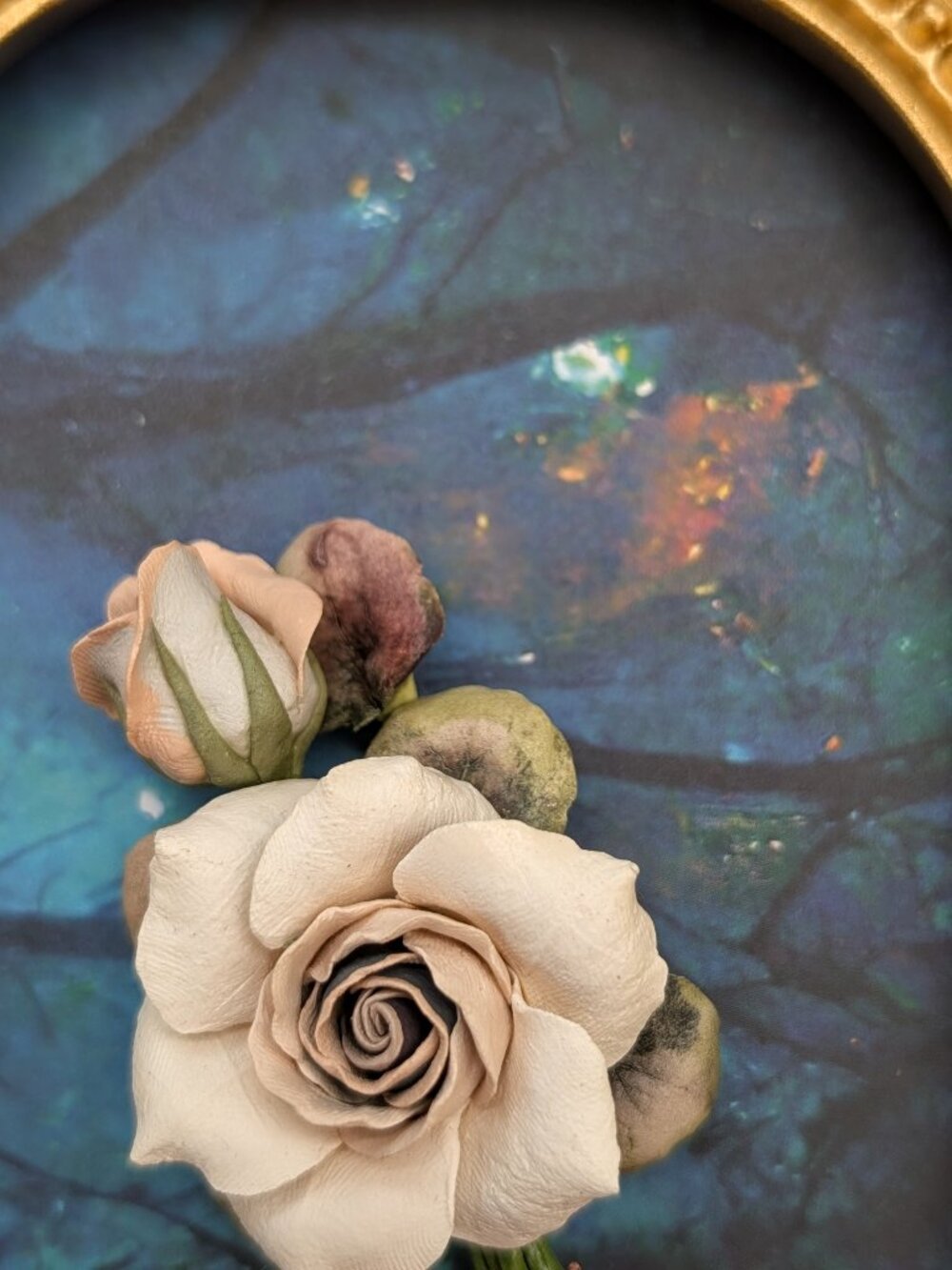 Vintage 1950's Handmade Unique Cream Roses Brooch - Picture 4 of 13